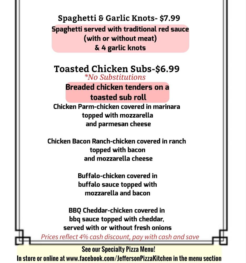 Jefferson Pizza Kitchen Menu image 3