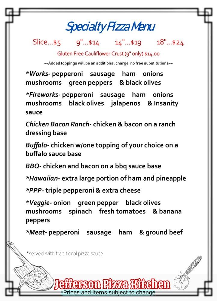 Jefferson Pizza Kitchen Menu image 4